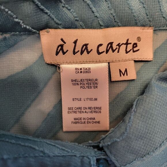 a la carte Blue Burn Out Sheer Zebra Pattern Tunic Adjustable Sleeves - Picture 8 of 12